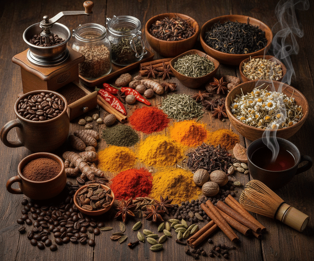 البن والشاهي والبهارات